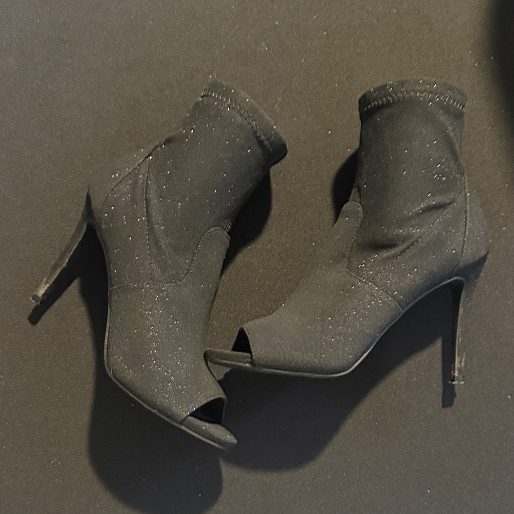 Steve Madden Black Glitter Heeled Boots